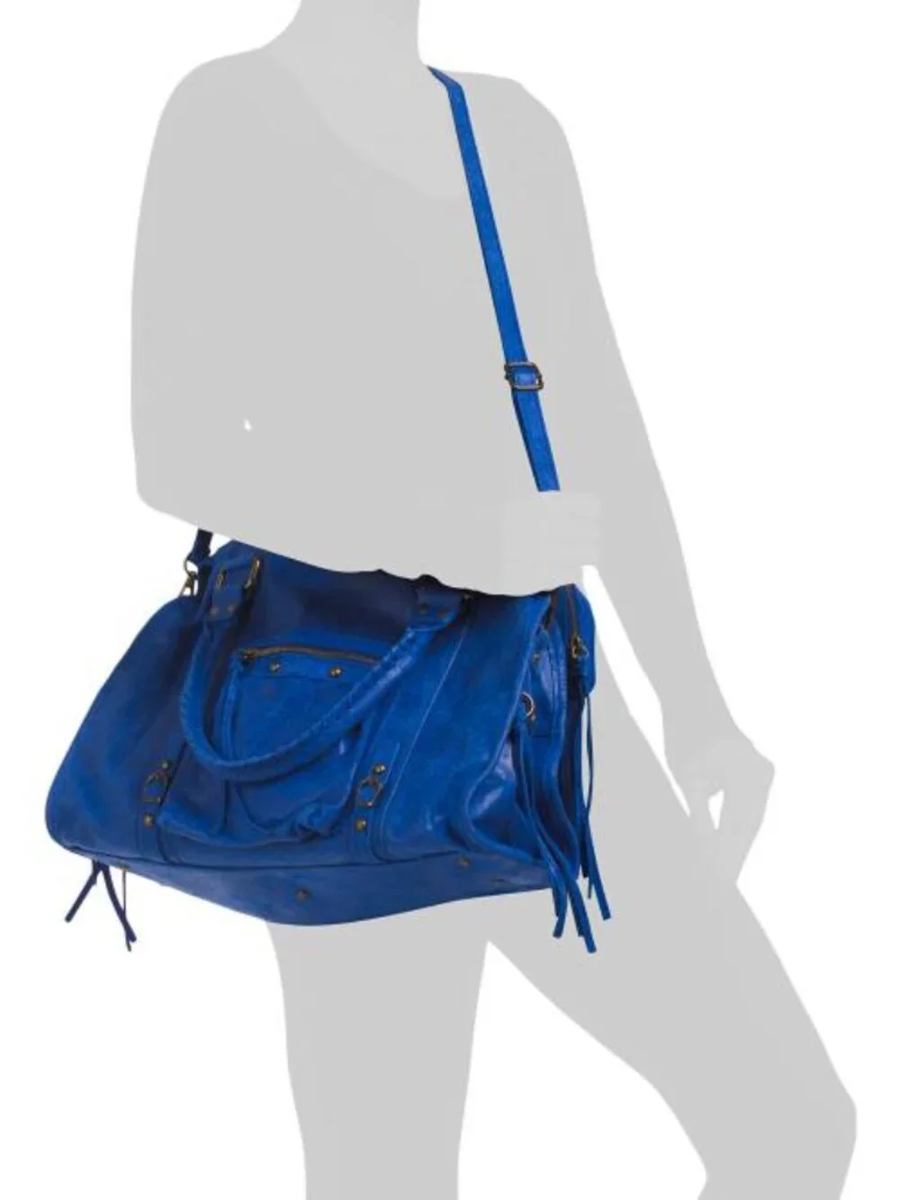 GAVE LUX Made In Italy Leather Large Brush Front Zip Top Satchel